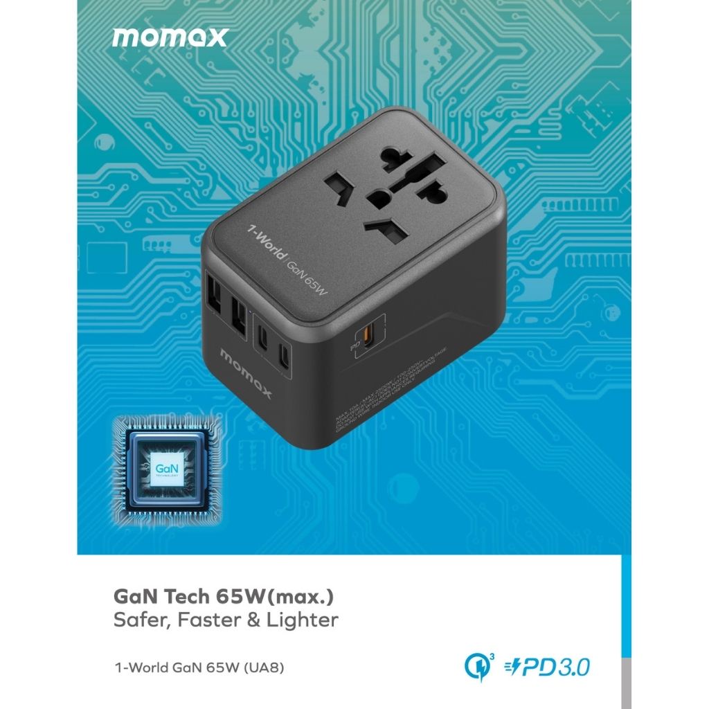 Momax 1World 65W GaN AC Travel Charger