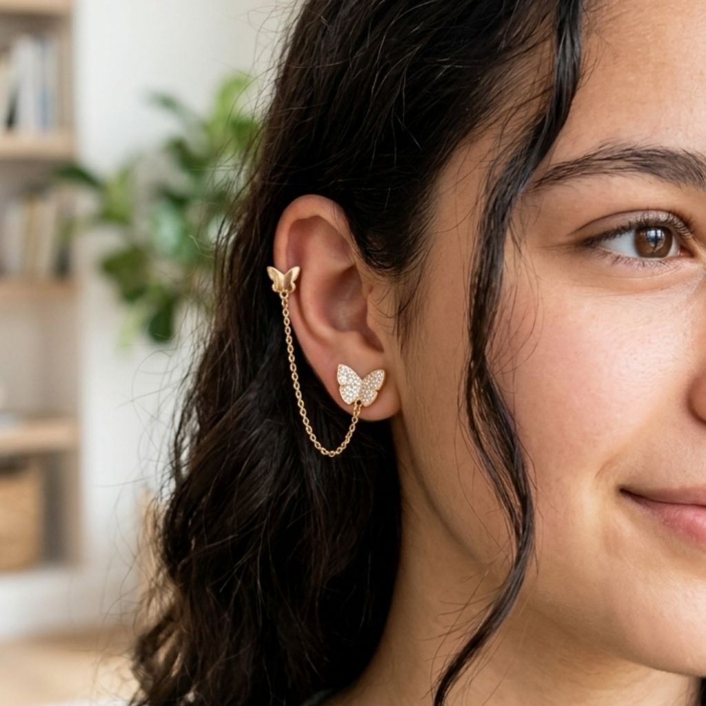 Fluttering Butterfly Chain Earrings