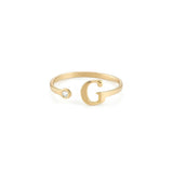 Engraved Birthstone Initial Letter Ring