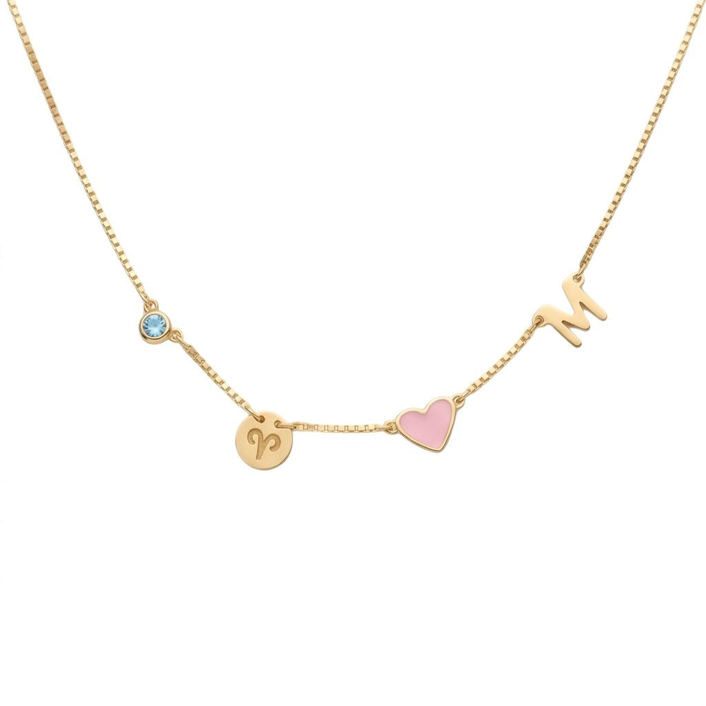 Personalised Zodiac Birthstone Initial Necklace