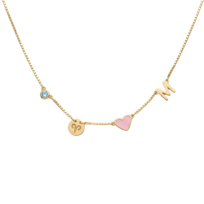 Personalised Zodiac Birthstone Initial Necklace