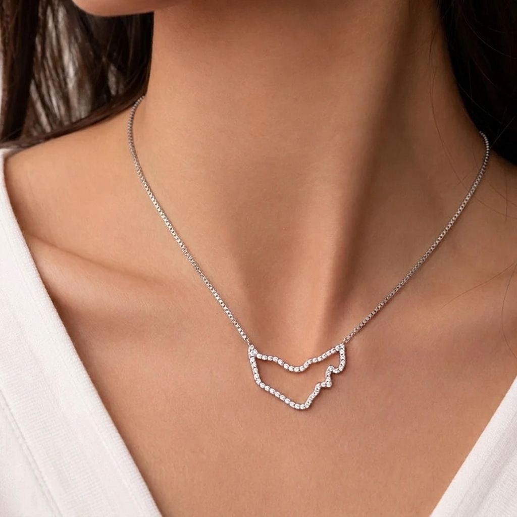 UAE Zirconia Map Necklace