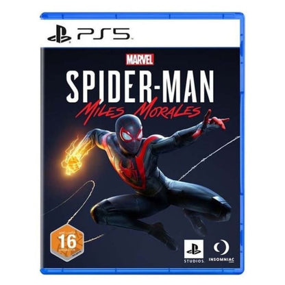 PlayStation 5 game case for 'Marvel's Spider-Man: Miles Morales' with Spider-Man artwork on a white background.