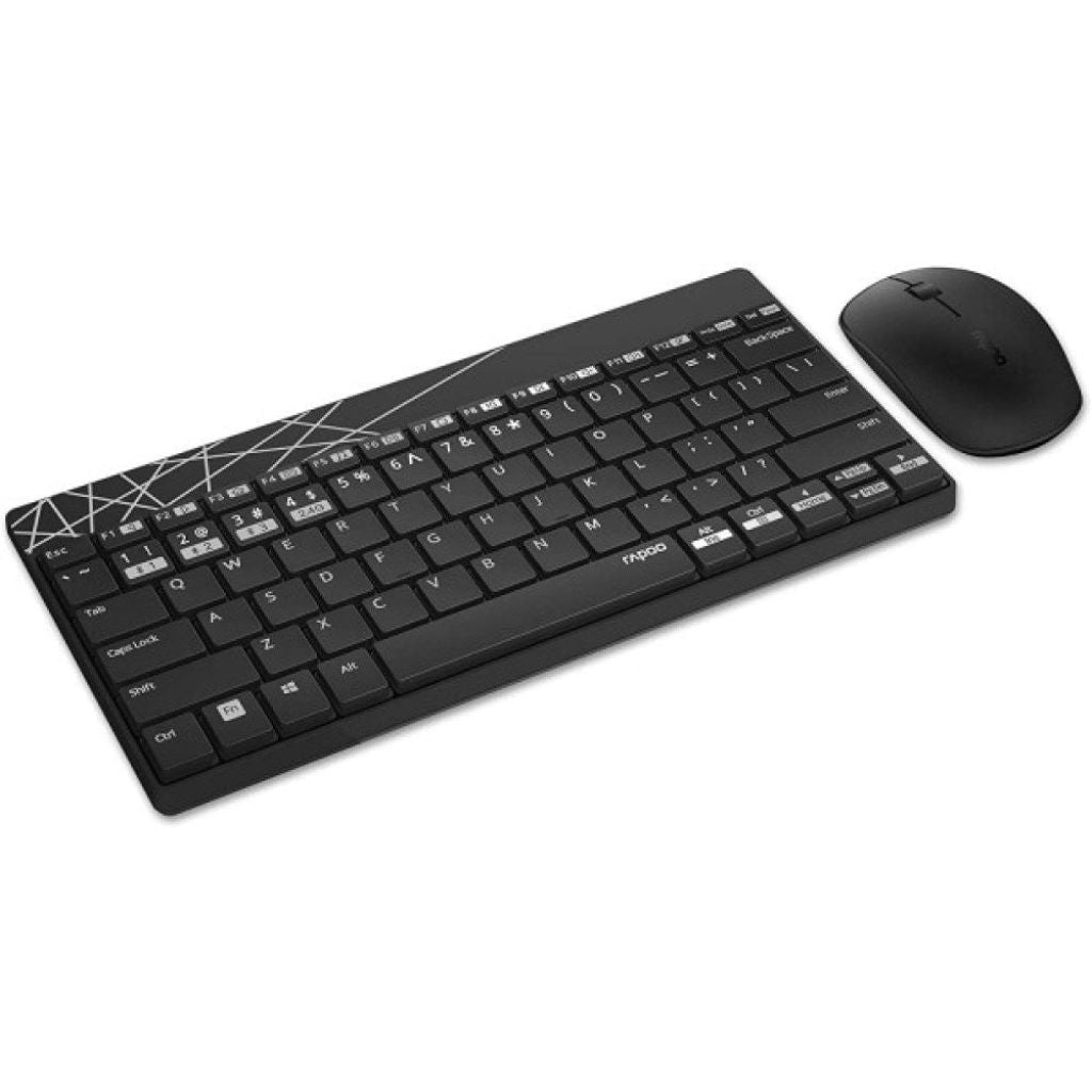 Black keyboard and mouse set on a white background