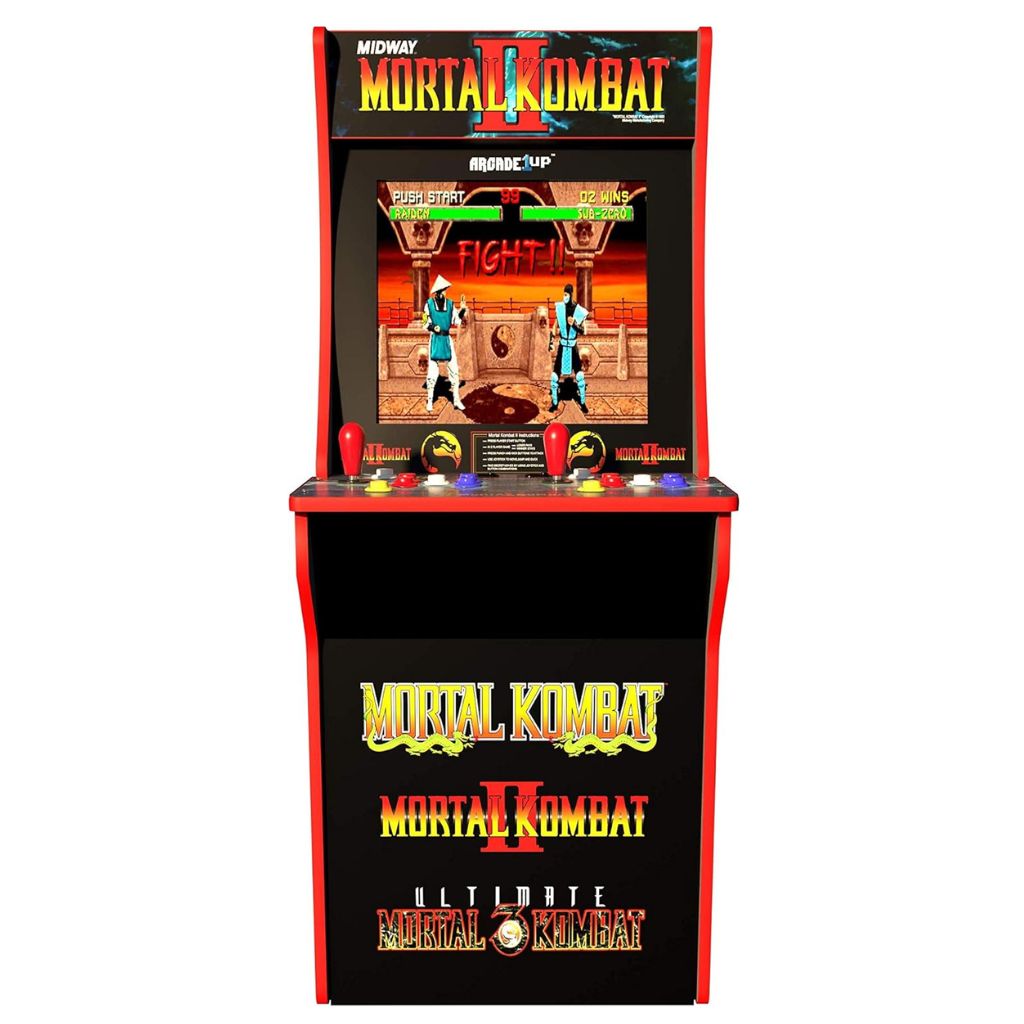 Mortal Kombat II arcade machine on a white background