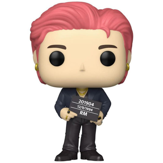 Funko Pop! vinyl figure with pink hair holding a sign on a white background