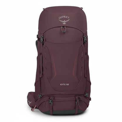 Maroon Osprey backpack on a white background