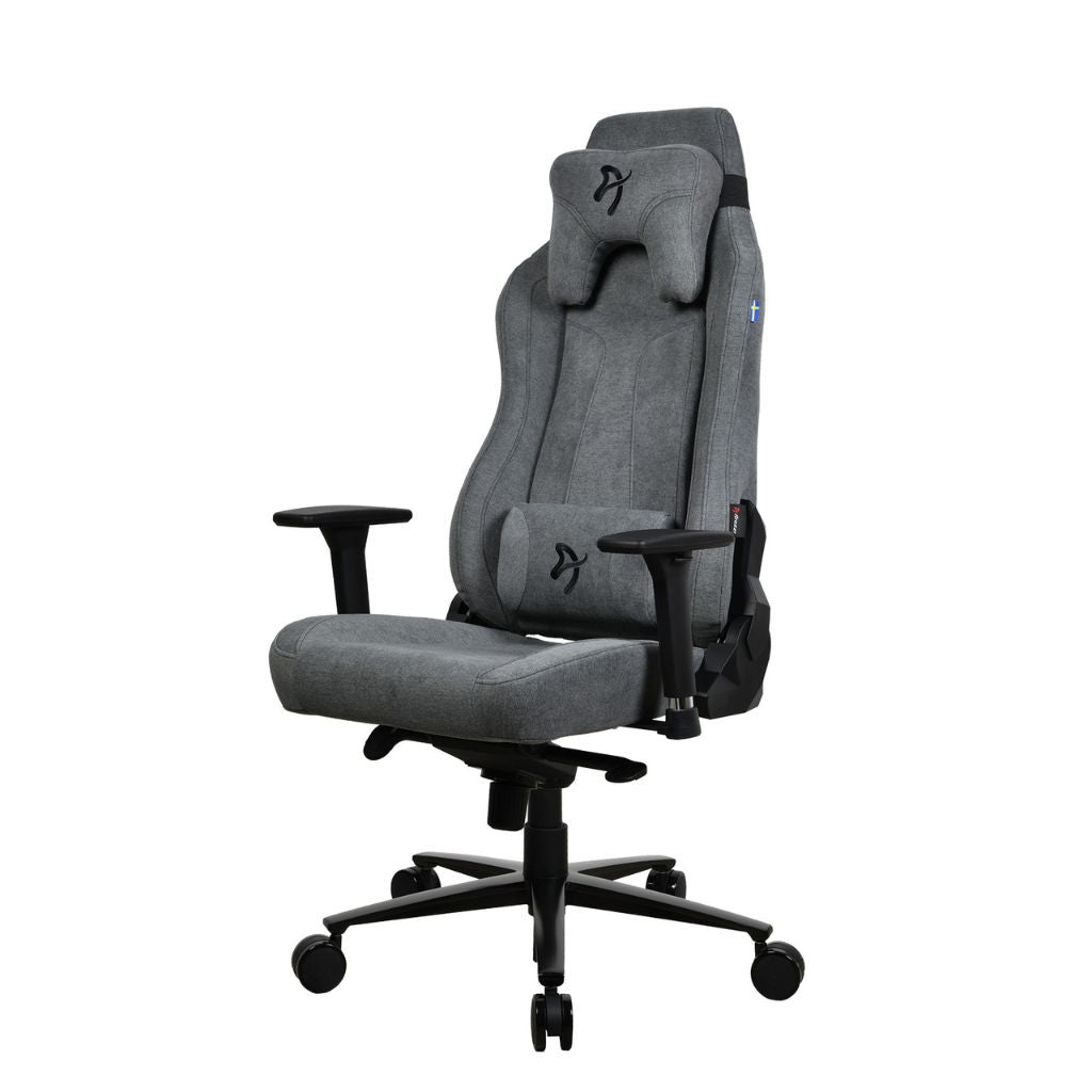 Gray office chair with black accents on a white background