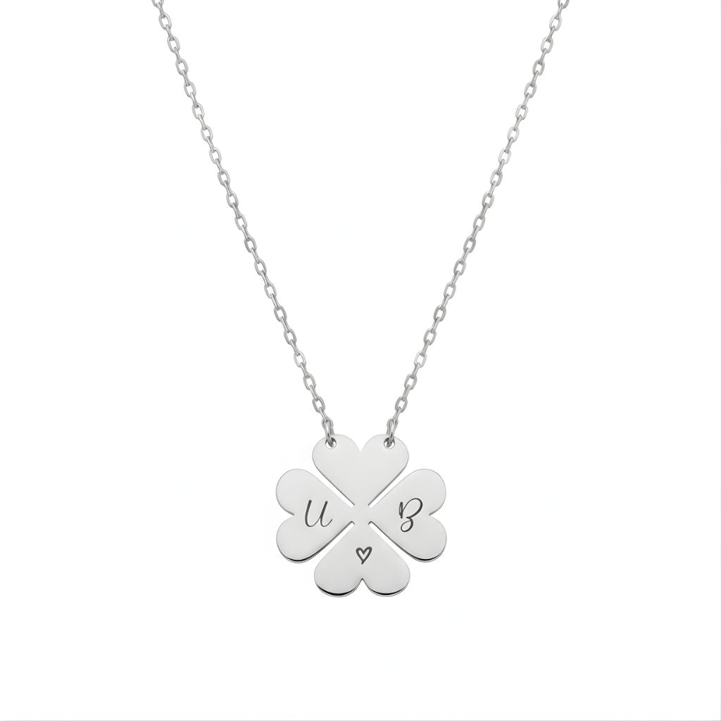 Personalised Four-Leaf Clover Two-Initial Necklace