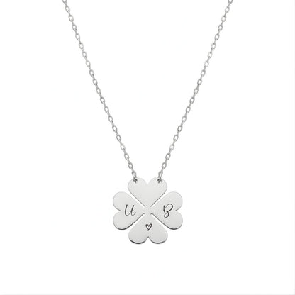 Personalised Four-Leaf Clover Two-Initial Necklace