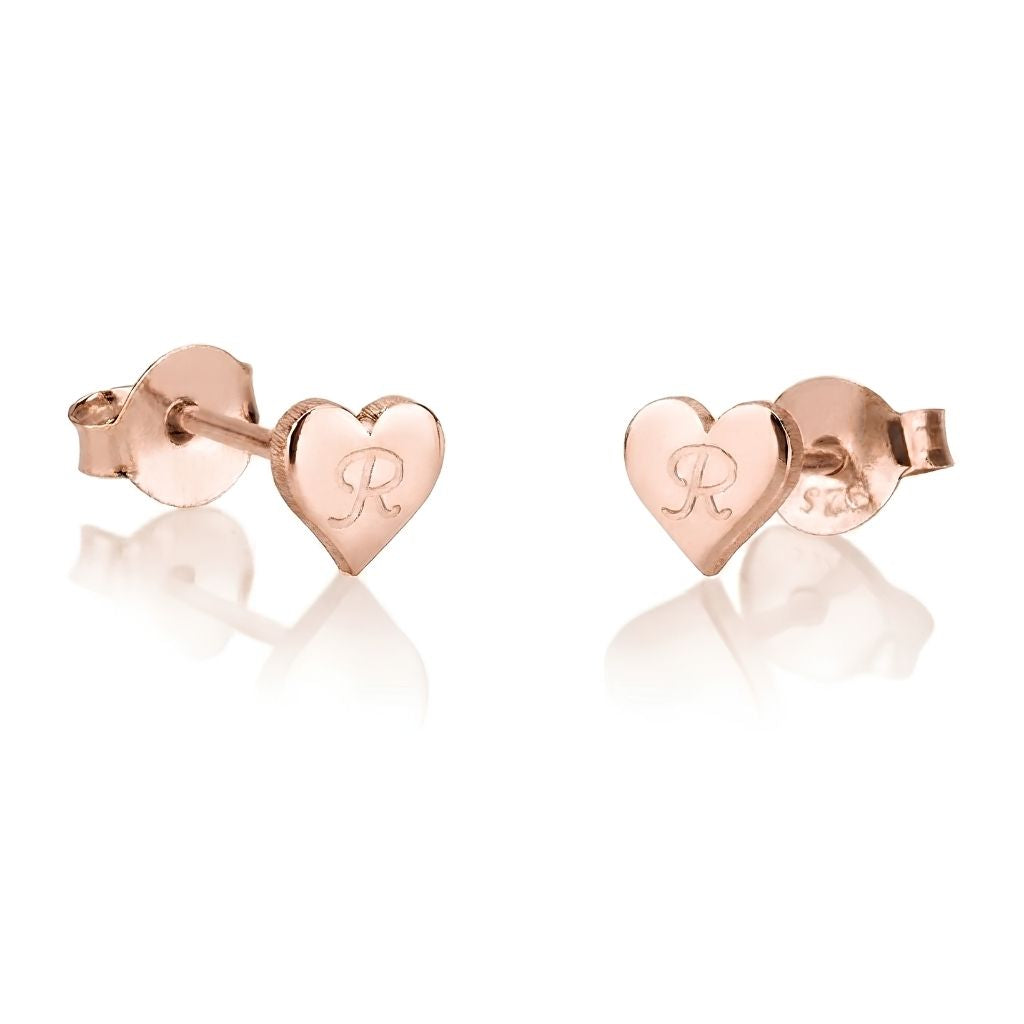Heart Initial Studs