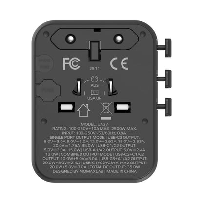 Momax 1-World2 35W 5-Port Dual Ac Travel Adaptor