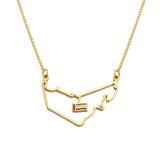 UAE Map Outline Necklace with Hanging Flag Charm