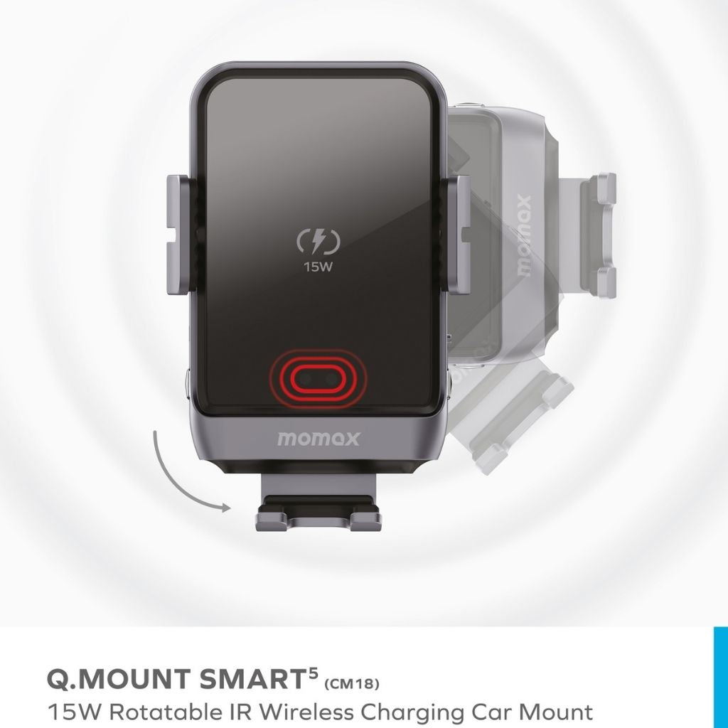Momax Rotating 15W QC 3.0 Wireless Car Mount