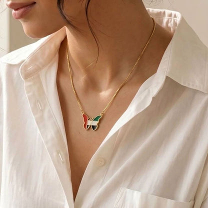 UAE Flag Butterfly Necklace
