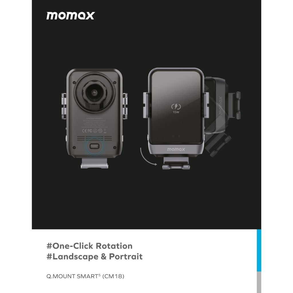 Momax Rotating 15W QC 3.0 Wireless Car Mount