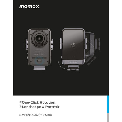 Momax Rotating 15W QC 3.0 Wireless Car Mount