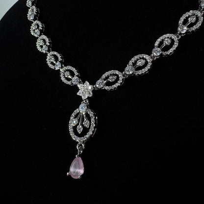 Blush Petal Necklace And Earrings Set