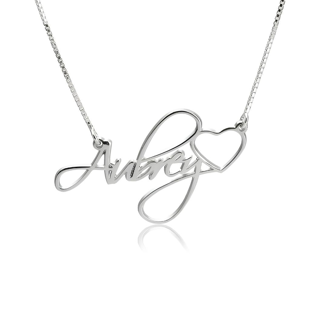Delicate Engraved Heart Name Necklace