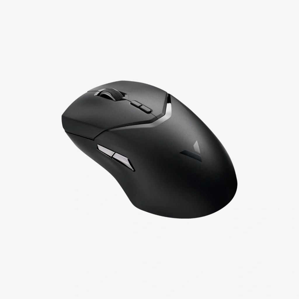Black gaming mouse on a white background