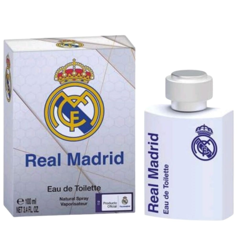 Real Madrid Eau de Toilette bottle and packaging on a white background