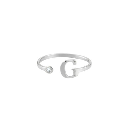 Engraved Birthstone Initial Letter Ring