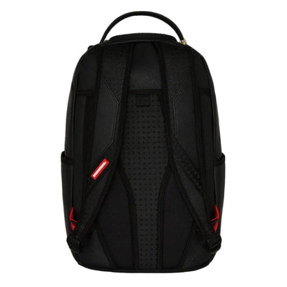 Black backpack with red accents on a white background