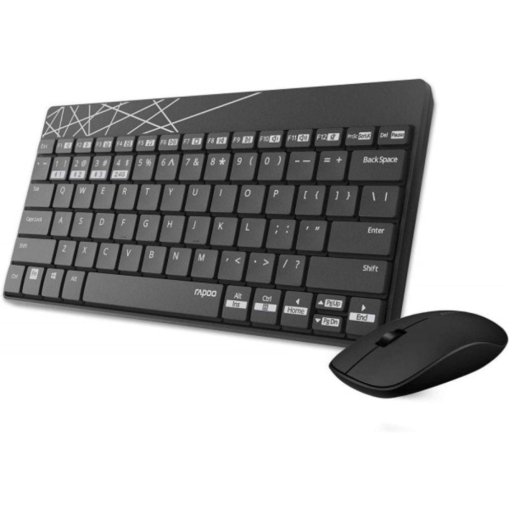 Black keyboard and mouse set on a white background