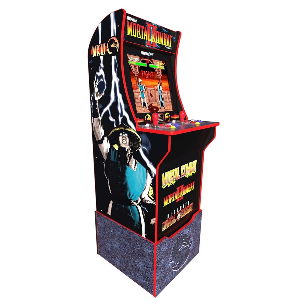 Mortal Kombat arcade machine on a white background