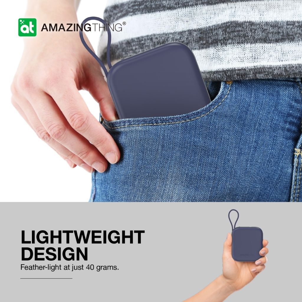 At Thunder Go 10000 mAh Power Bank With Built-In 2 Usb-C Cables