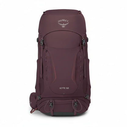 Maroon Osprey backpack on a white background