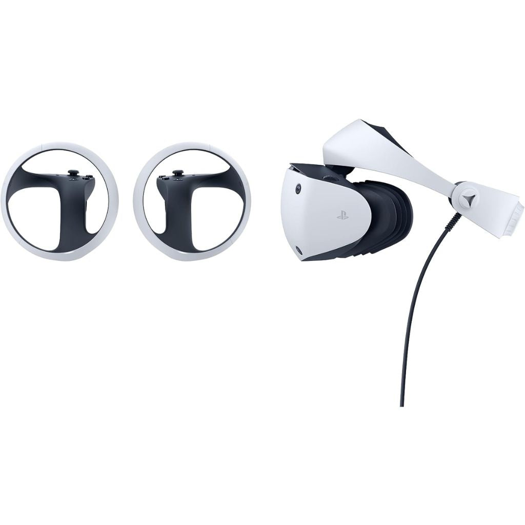 White gaming headset with two circular attachments on a white background