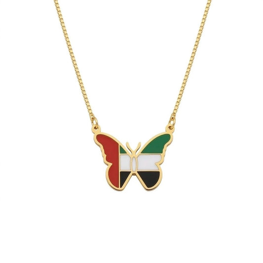 UAE Flag Butterfly Necklace
