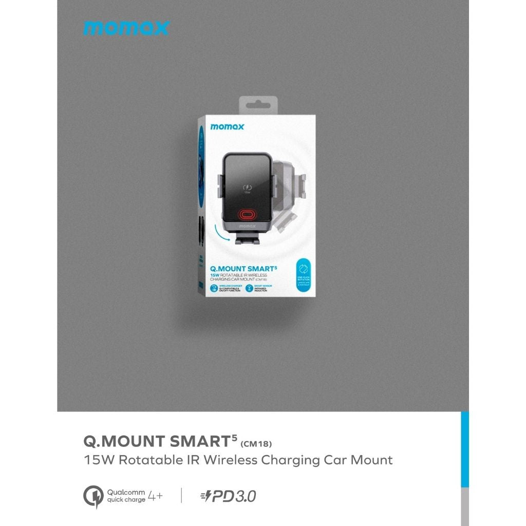 Momax Rotating 15W QC 3.0 Wireless Car Mount