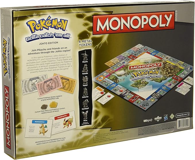 Pokémon Monopoly game box with Pokémon logo and board game layout on packaging