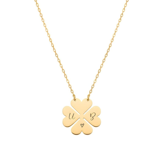 Personalised Four-Leaf Clover Two-Initial Necklace