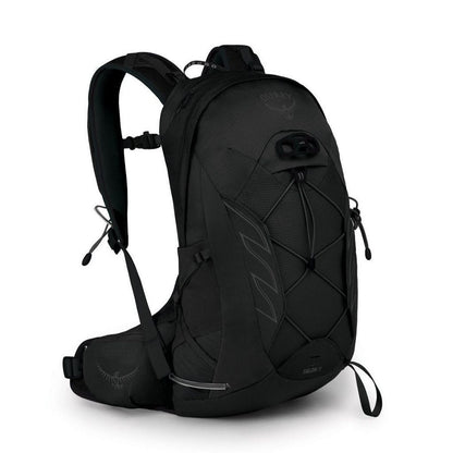 Black backpack on a white background