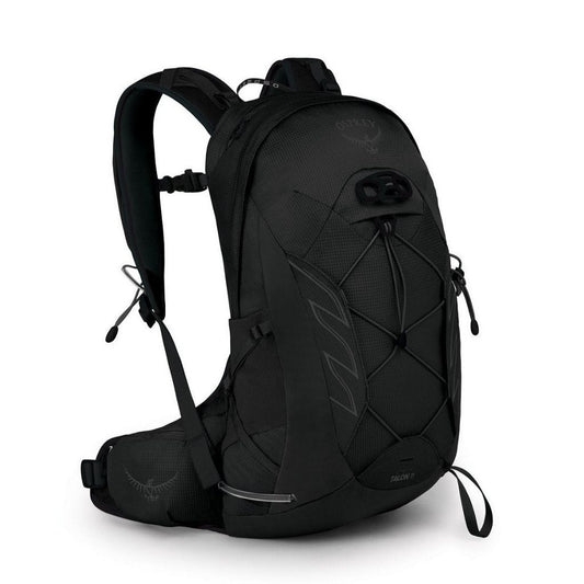 Black backpack on a white background