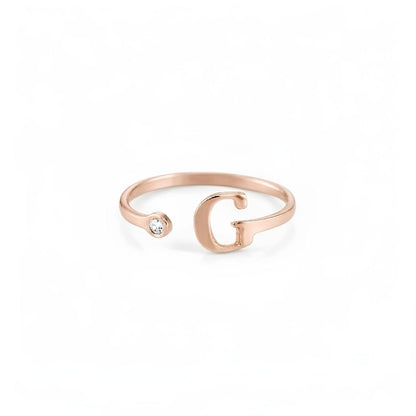 Engraved Birthstone Initial Letter Ring