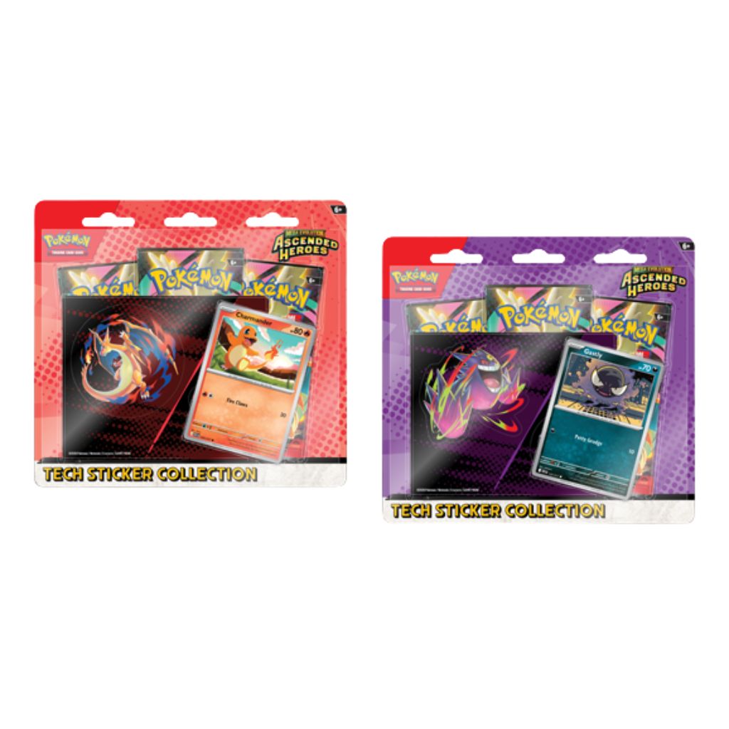 Two packages of 'Tech Sticker Collection' with colorful designs on a white background