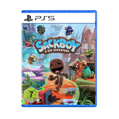 Sackboy: A Big Adventure game case for PS5 with colorful graphics and character on a white background