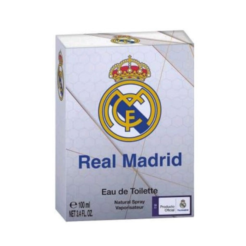 Real Madrid eau de toilette packaging on a white background