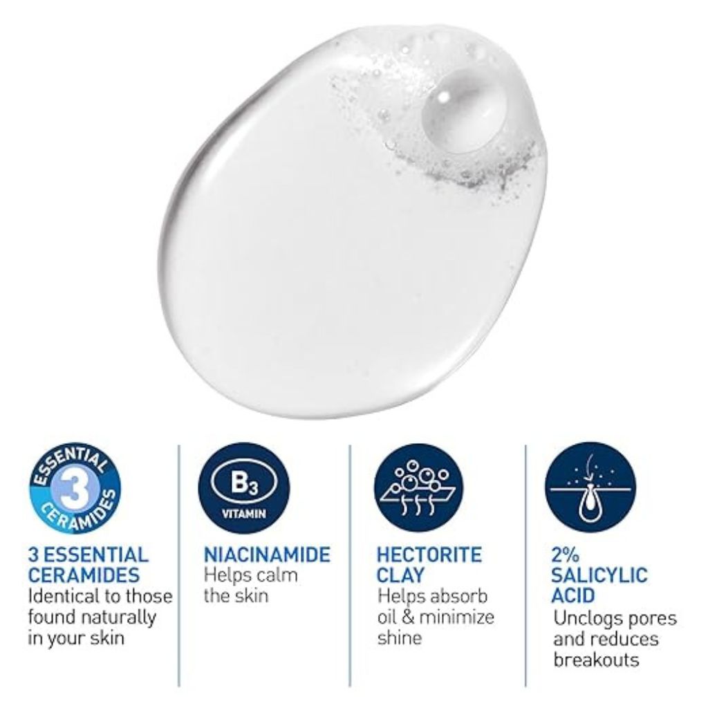 Skincare product with labeled ingredients on a white background