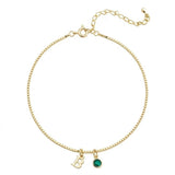 Initial Anklet with Birthstone