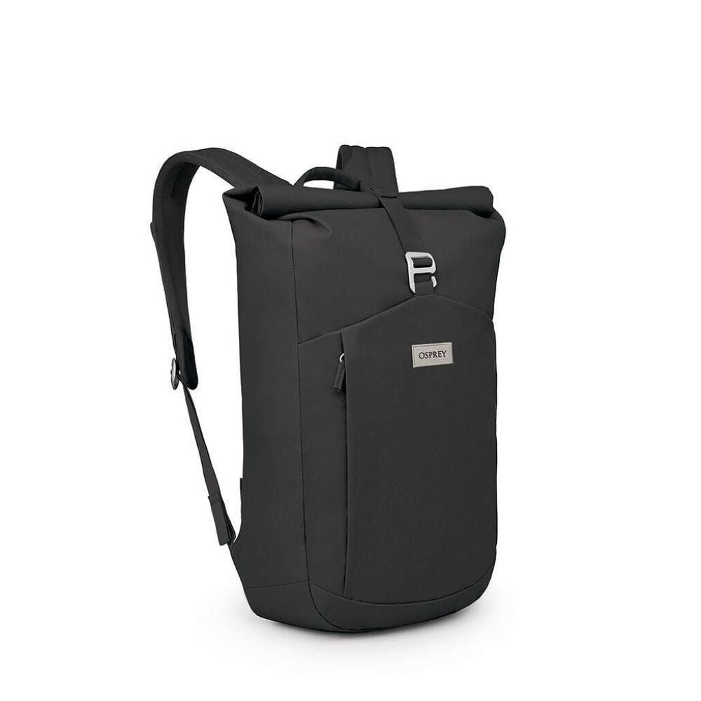 Black Osprey backpack on a white background