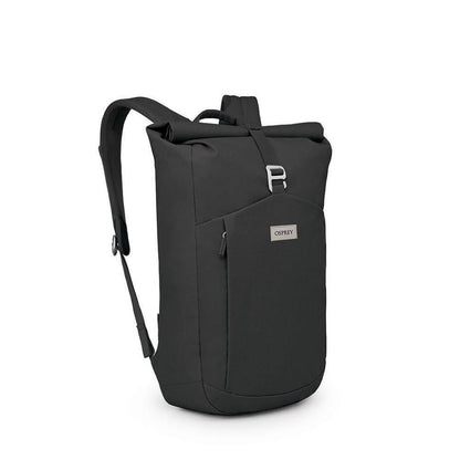 Black Osprey backpack on a white background