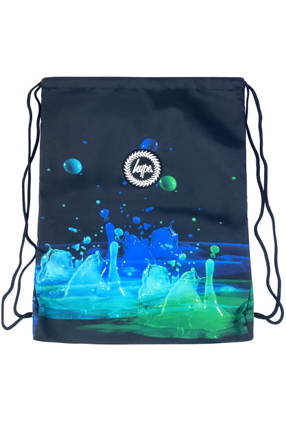 Drawstring Sports Bag - Black 3D Droplets