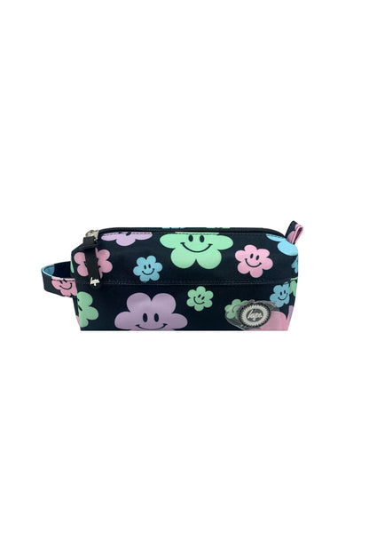 Black Happy Flowers Pencil Case