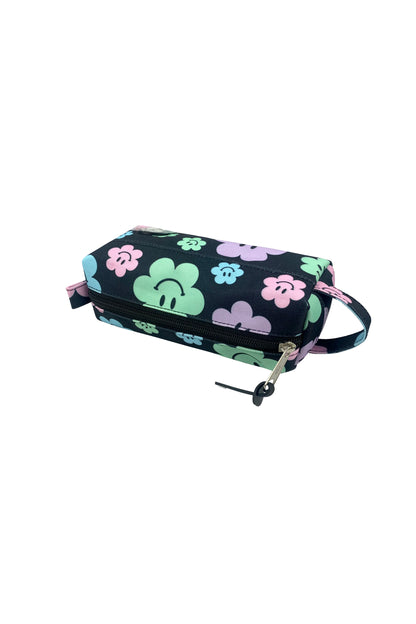 Black Happy Flowers Pencil Case