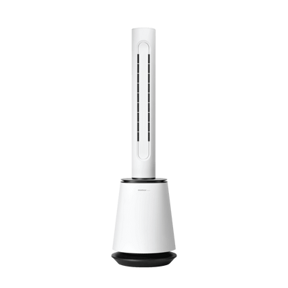 White and black tower fan on a transparent background